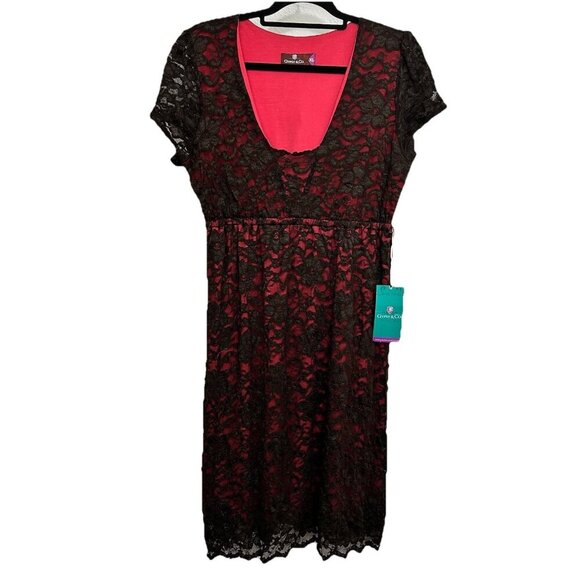 Gypsy & Co Lace Overlay Dress Size XL Brown Pink Lace Overlay Gypsy, Whimsigoth - Picture 1 of 10